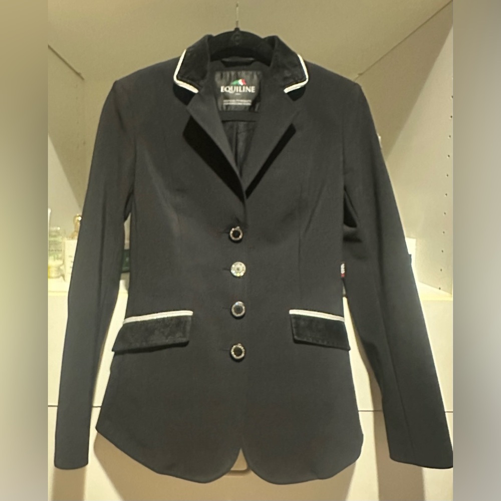EQUILINE Gait Equestrian Riding Jacket Show Coat, Custom, Black, Sz 2, Perfect! - Picture 4 of 16
